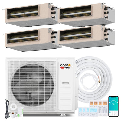 X-Pro 35000 BTU 4 Zone 22.5 SEER2 Concealed Ducted Mini Split-9K + 12K + 12K + 12K