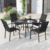 5 Pieces Patio Dining Set for 4 42.5 inch Outdoor Round Metal Table-Black