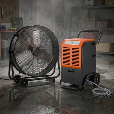 Garage & Warehouse Climate Control Bundle: Dehumidifier + Industrial Drum Fan