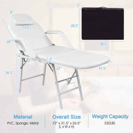 73 Inch Adjustable Massage Table with Backrest & Footrest