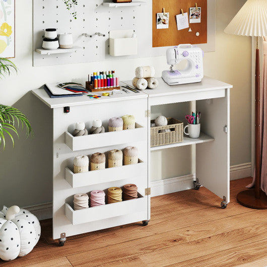 Sewing Machine and Table Set with Charging Station Folding Craft Desk and Beginner Sewing Machine