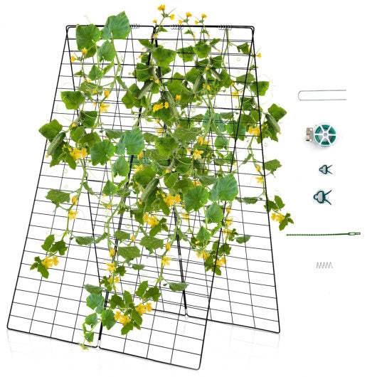 A-Frame Garden Trellis for Climbing Plant with Ground Stake and Cable Tie-Green