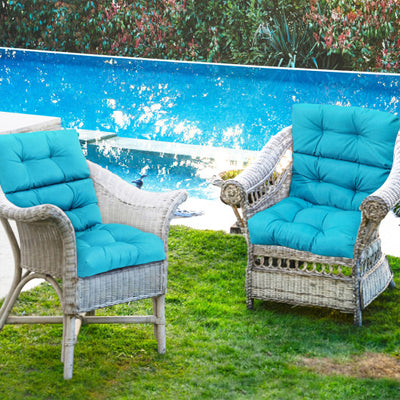 Set of 2 High Back Chair Cushion with Adjustable Height-Turquoise