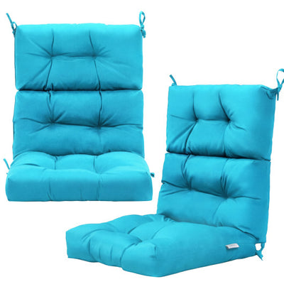 Set of 2 High Back Chair Cushion with Adjustable Height-Turquoise