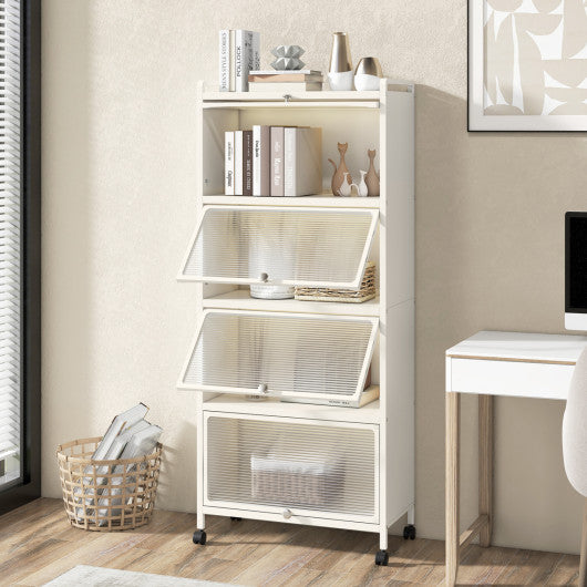 5-Tier Kitchen Storage Baker's Rack with Flip-Up Enclosed Doors