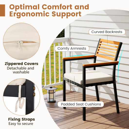 Stackable Patio Dining Chairs Set of 6 with Cushions