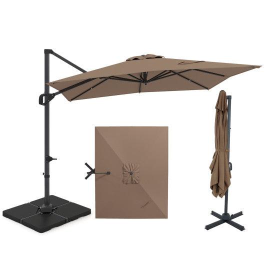 11 x 9 FT Aluminum Pole Outdoor Offset Hanging Umbrella with 220 LBS Base-Brown