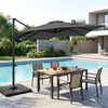 11 x 9 FT Aluminum Pole Outdoor Offset Hanging Umbrella with 220 LBS Base-Gray