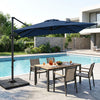 11 x 9 FT Aluminum Pole Outdoor Offset Hanging Umbrella with 220 LBS Base-Dark Blue