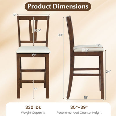 Counter Height Bar Stools with Contoured V-Back-Set of 2