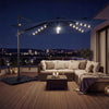 10 FT Cantilever Patio Umbrella with 32 Solar LED Lights and 220 LBS Base-Dark Blue