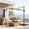 10 FT Cantilever Patio Umbrella with 35 Solar LED Lights and 220 LBS Base-Beige