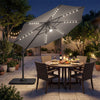 10 FT Cantilever Patio Umbrella with 35 Solar LED Lights and 220 LBS Base-Gray