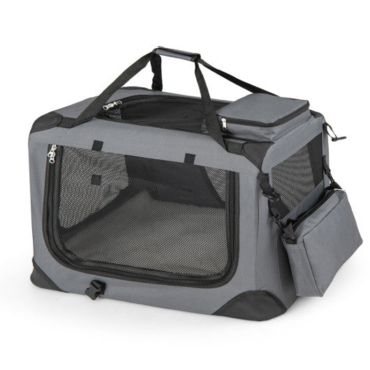 Collapsible Soft Dog Crate Travel Crate with Mesh Windows and 3 Doors-S
