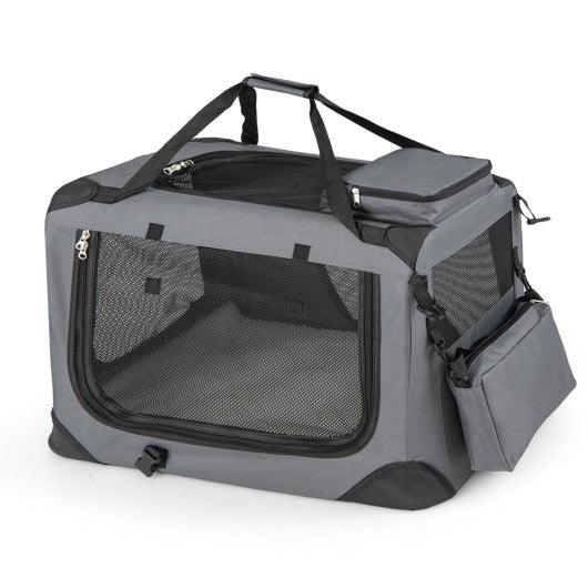 Collapsible Soft Dog Crate Travel Crate with Mesh Windows and 3 Doors-S