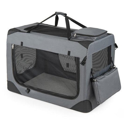 Collapsible Soft Dog Crate Travel Crate with Mesh Windows and 3 Doors-XL