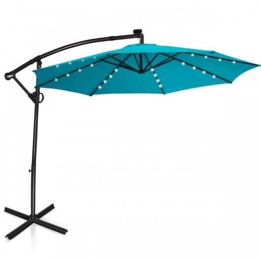 Summer Patio Luxury Bundle: 5-Pc Rattan Furniture Set  8-in-1 Water Slide & 10ft LED Offset Umbrella