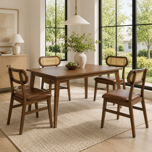 48 Inch Dining Table Set for 4 with Rattan Chairs  Mid Century Kitchen Table and Chairs Set for Dining Room