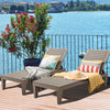 Set of 2 Outdoor Chaise Lounge Chair with 5 Positions Adjustable Backrest-Brown
