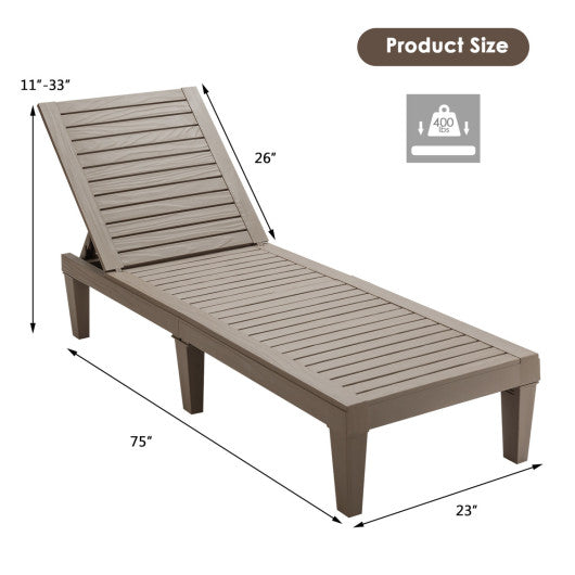 Set of 2 Outdoor Chaise Lounge Chair with 5 Positions Adjustable Backrest-Brown