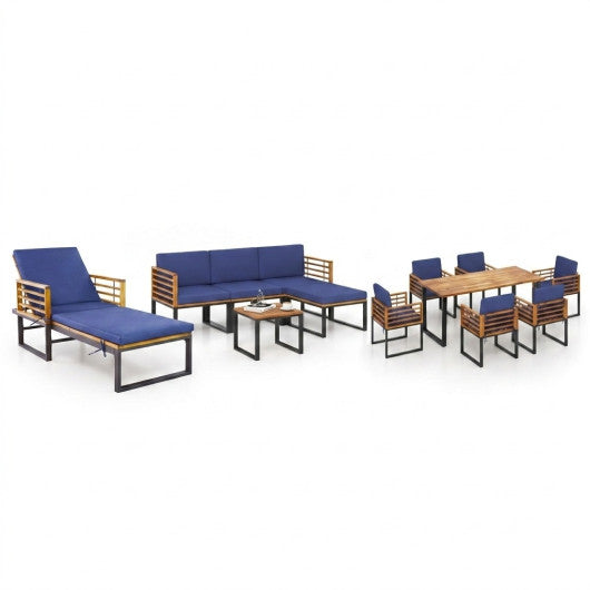 Acacia Wood Patio Furniture Set-Lounge Chair  Conversation Sofa Set & Dining Table Set