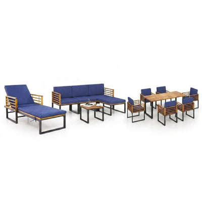 Acacia Wood Patio Furniture Set-Lounge Chair  Conversation Sofa Set & Dining Table Set