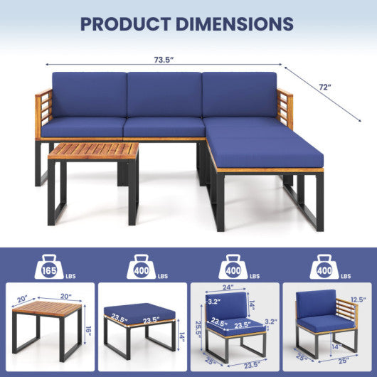Acacia Wood Patio Furniture Set-Lounge Chair  Conversation Sofa Set & Dining Table Set