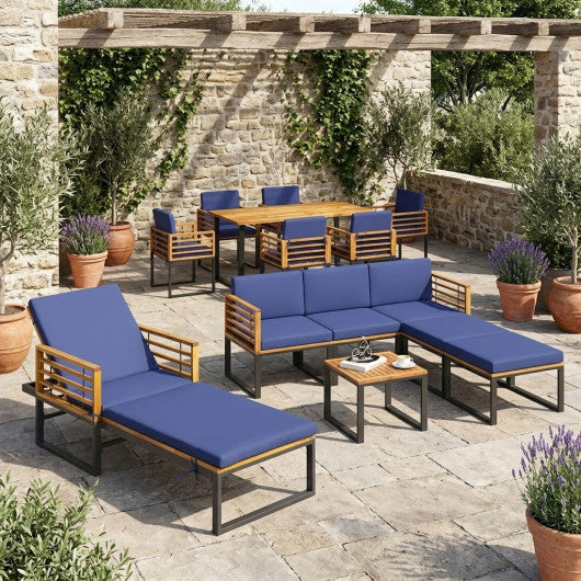 Acacia Wood Patio Furniture Set-Lounge Chair  Conversation Sofa Set & Dining Table Set