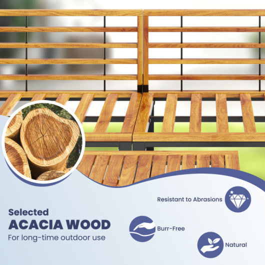 7-Piece Acacia Wood Patio Furniture Set with Adjustable Chaise Lounge Chair and Conversation Sofa Set