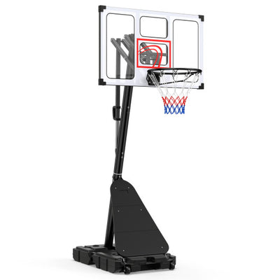 4.9-10 Feet Portable Basketball Hoop 10 Levels Adjustable with Fillable Base and Ball Storage