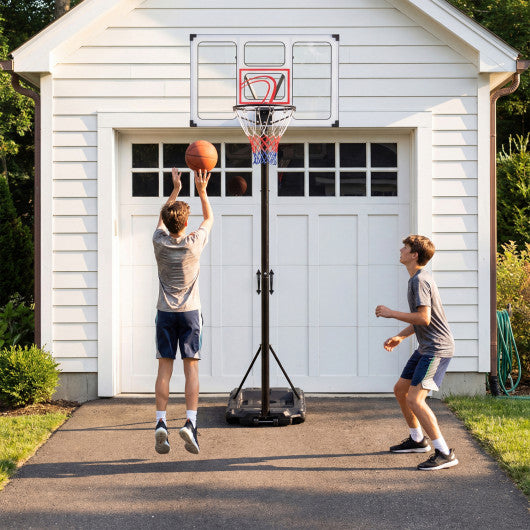 4.1-10 Feet Portable Basketball Hoop 18-Level Adjustable with Heavy Duty Fillable Base