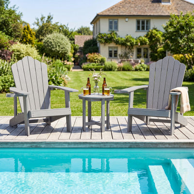 HIPS Adirondack Side Table with Weather-Resistant and Waterproof Top-Gray