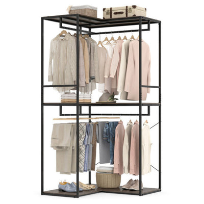 Bedroom Set with 3-Tier Clothes Rack Freestanding Clothing Rack and Dresser Storage Tower