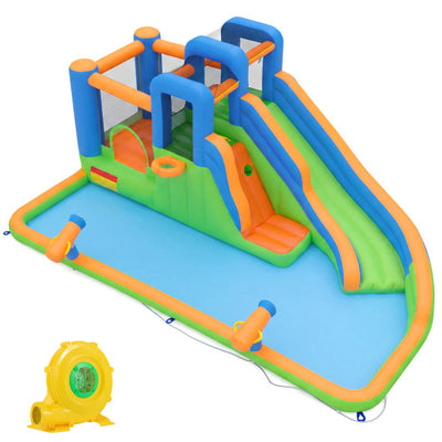Inflatable Water Slide Park with with 780W Blower and Splash Pool for Yard Party