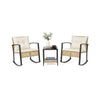 3-Piece Rattan Wicker Patio Conversation Set for Porch Balcony Garden Backyard-White - White
