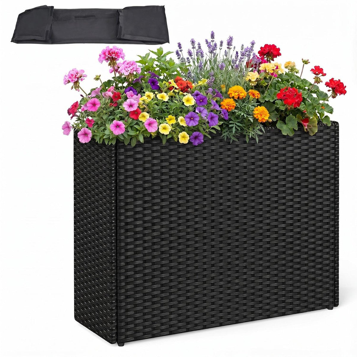 Raised Garden Bed with PE Rattan Wicker and Liner 32