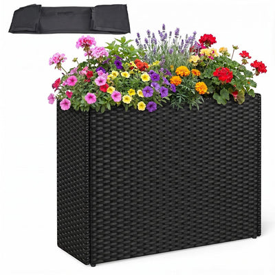 Raised Garden Bed with PE Rattan Wicker and Liner 32
