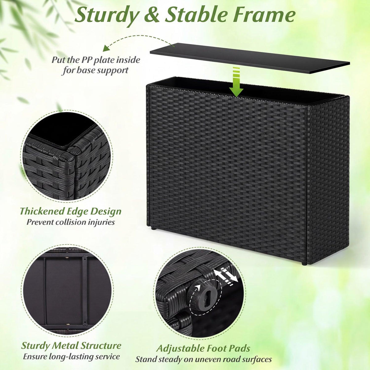 Raised Garden Bed with PE Rattan Wicker and Liner 32