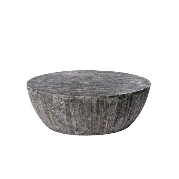 Arthur 36 Inch Farmhouse Style Handcrafted Mango Wood Round Drum Shape Coffee Table - Gifts for You 'n Me