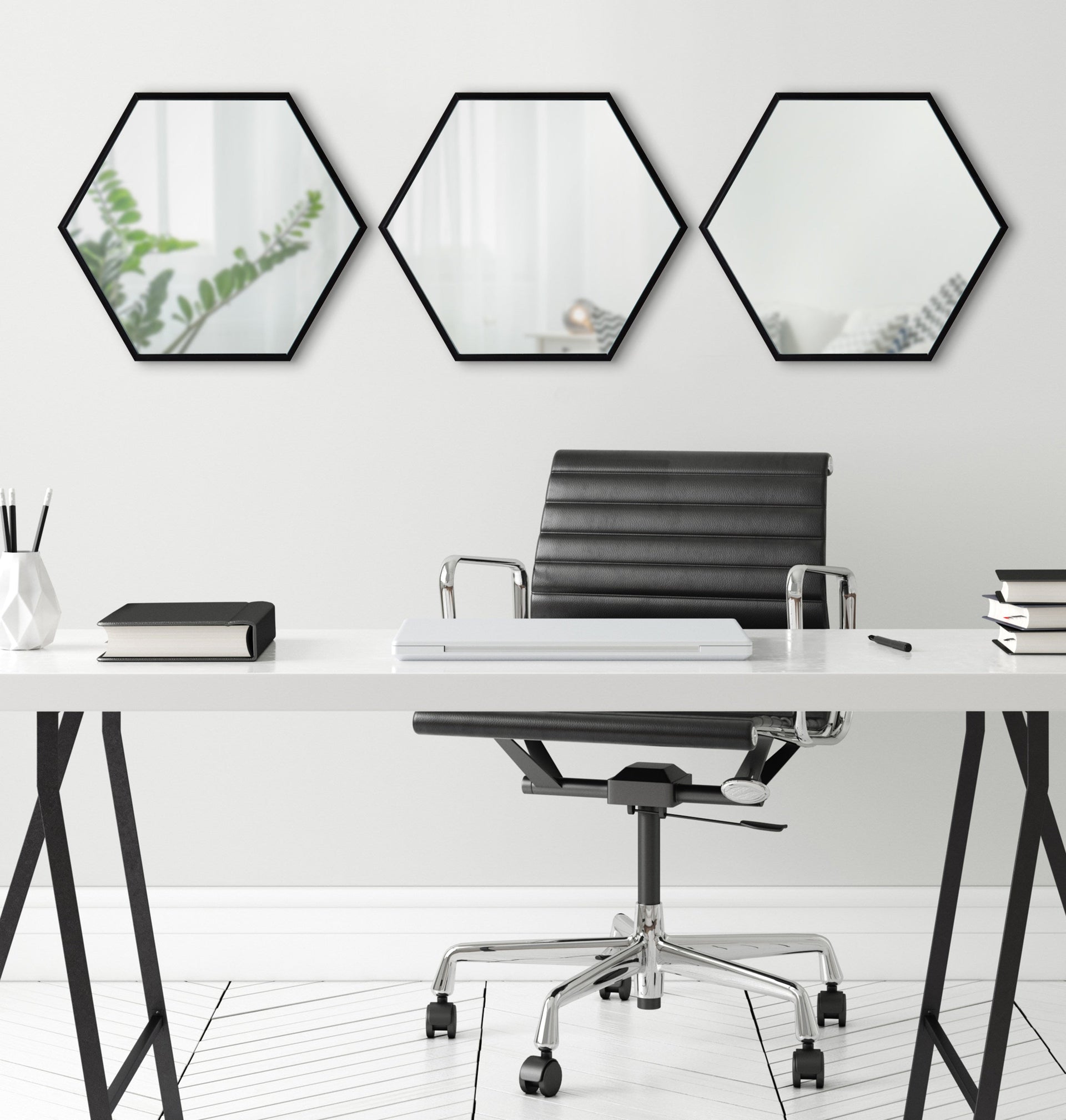 Rhodes Framed Hexagon Wall Mirror Set
