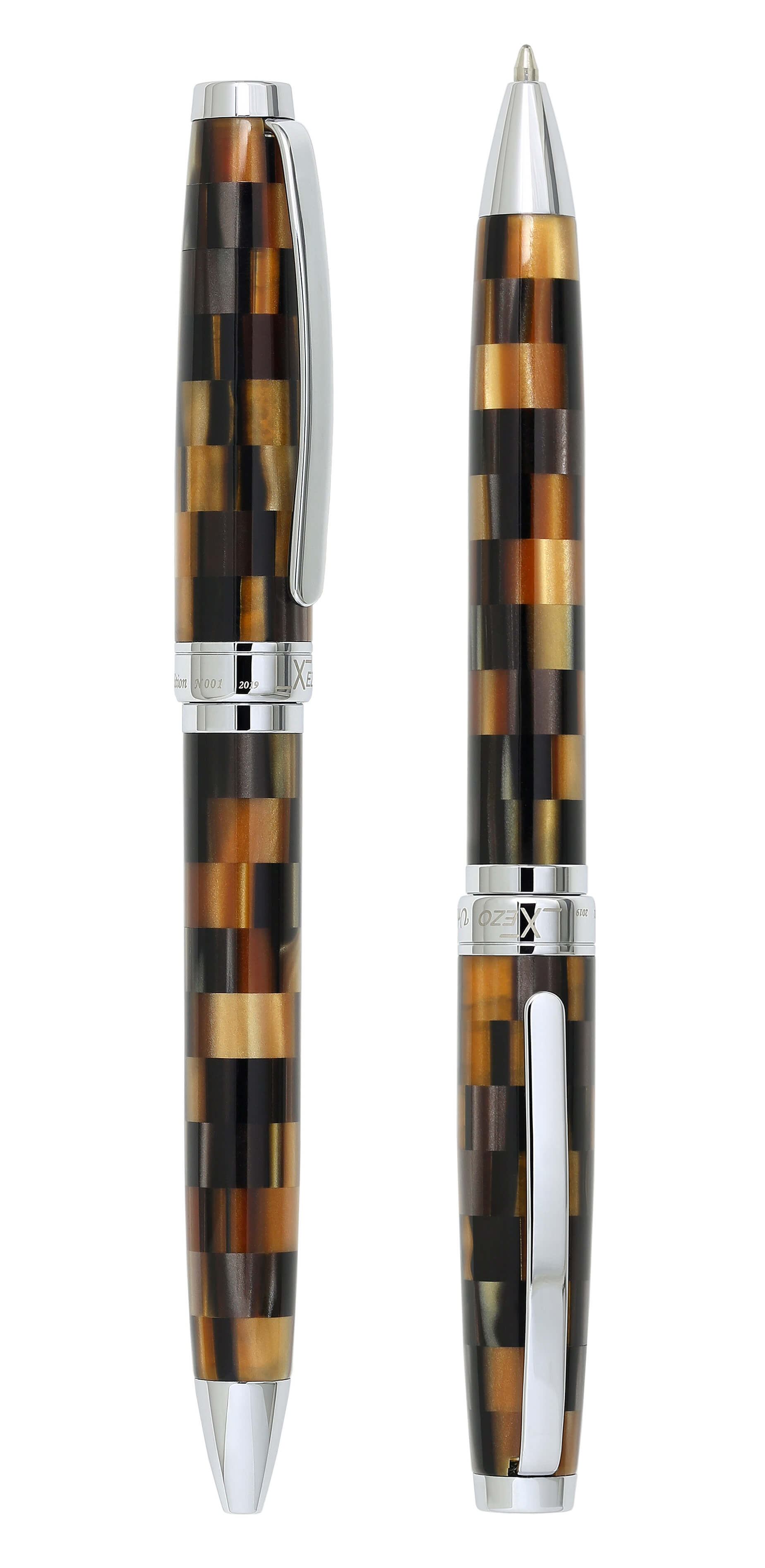 Urbanite I Acrylic & Brass Ballpoint Pen - Woody Brown