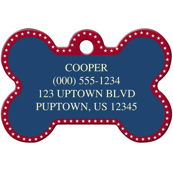 American Flag Pet ID Tag - Large Bone - Gifts for You 'n Me