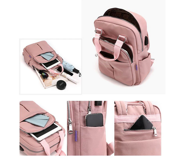 USB Charging Anti-Theft Backpack Water Resistant Laptop Travel Bag 36cm