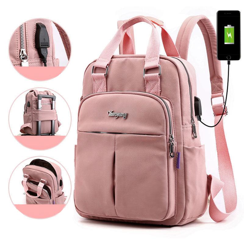 USB Charging Anti-Theft Backpack Water Resistant Laptop Travel Bag 36cm