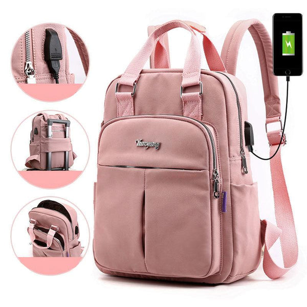 USB Charging Anti-Theft Backpack Water Resistant Laptop Travel Bag 36cm
