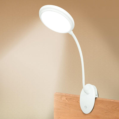 USB Rechargeable Led Clamp Desk Lamp Gooseneck Touch Dimming Clip On Reading Light For Book Bed and Computer 3 Color Modes Decorative Table Lamp Cute Study Lamps for Bedroom Décor
