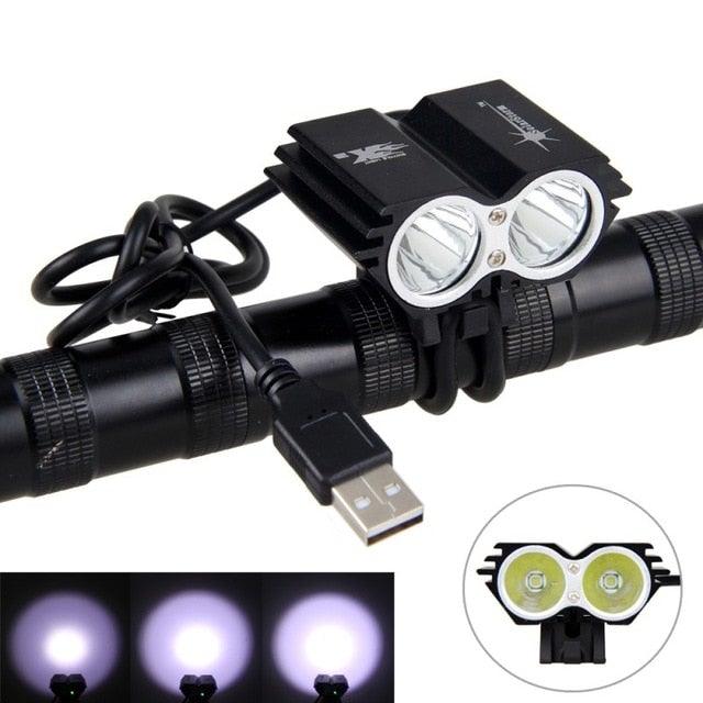 USB Waterproof Bike Light LED Front Bicycle Headlight Dual Lamps Super Bright LED Cycling Bike Light Front Headlight 4 Modes Bikelight Headlamp Rechargeable USB Led Lamp 8000LM