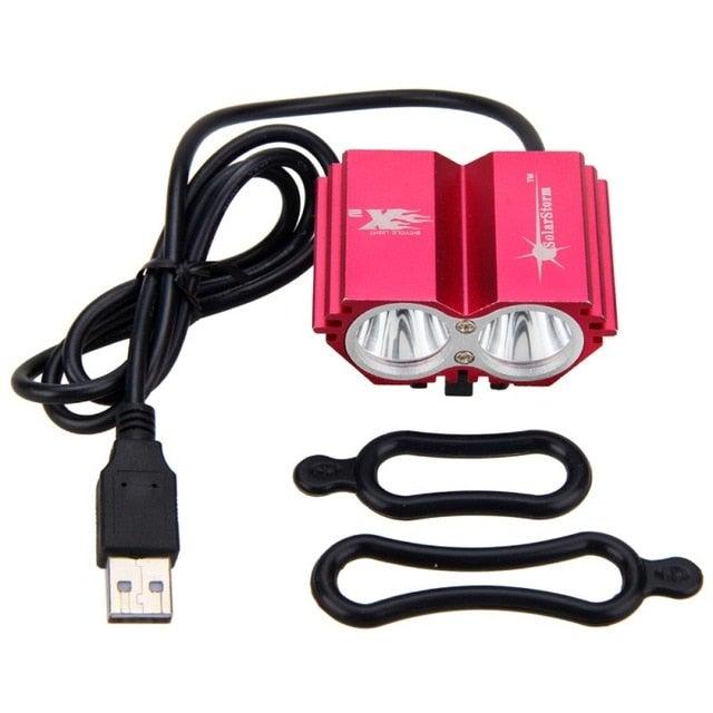 USB Waterproof Bike Light LED Front Bicycle Headlight Dual Lamps Super Bright LED Cycling Bike Light Front Headlight 4 Modes Bikelight Headlamp Rechargeable USB Led Lamp 8000LM