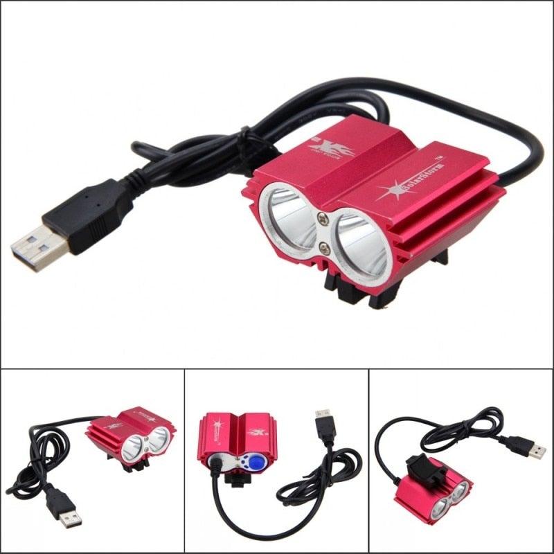 USB Waterproof Bike Light LED Front Bicycle Headlight Dual Lamps Super Bright LED Cycling Bike Light Front Headlight 4 Modes Bikelight Headlamp Rechargeable USB Led Lamp 8000LM