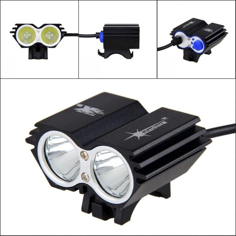 USB Waterproof Bike Light LED Front Bicycle Headlight Dual Lamps Super Bright LED Cycling Bike Light Front Headlight 4 Modes Bikelight Headlamp Rechargeable USB Led Lamp 8000LM